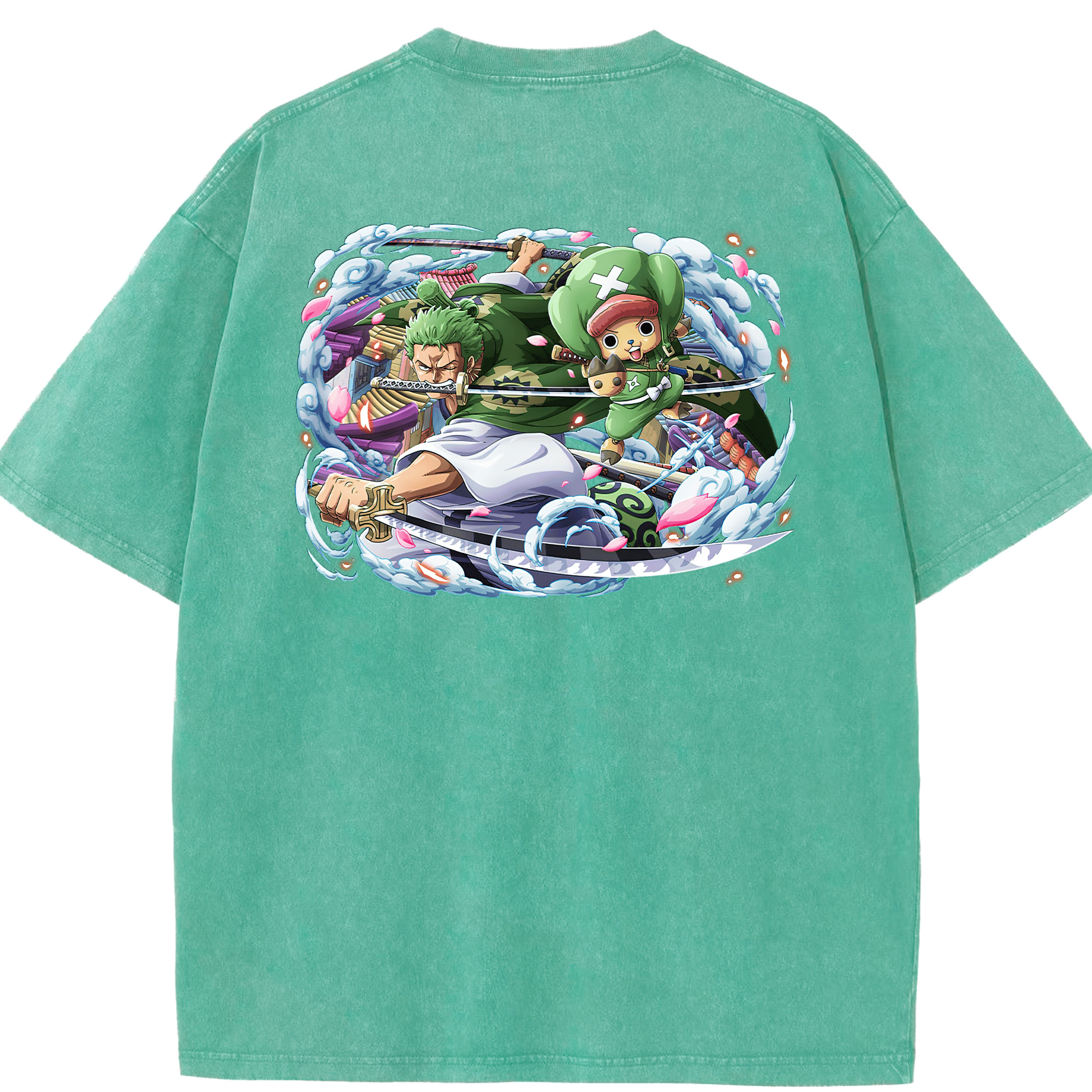 ワンピース ロロノア・ゾロ ONE PIECE Roronoa Zoro 綿100% ヴィンテージ風 半袖Tシャツ（背面プリント）